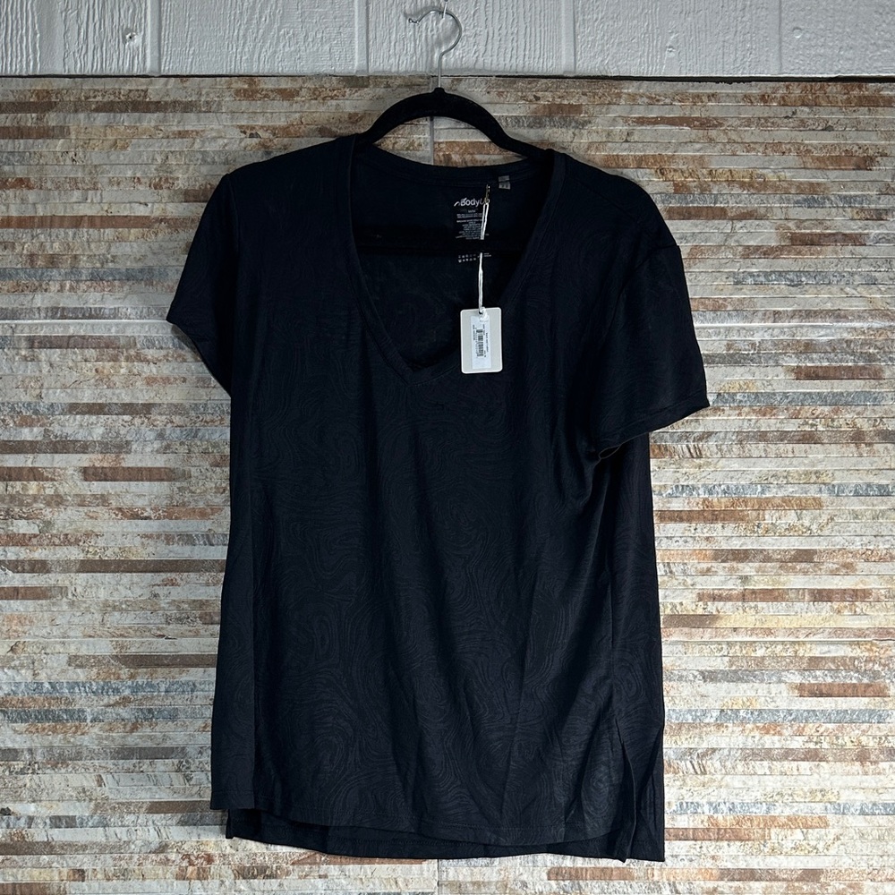 Chic Black V-Neck Short Sleeve Tee
